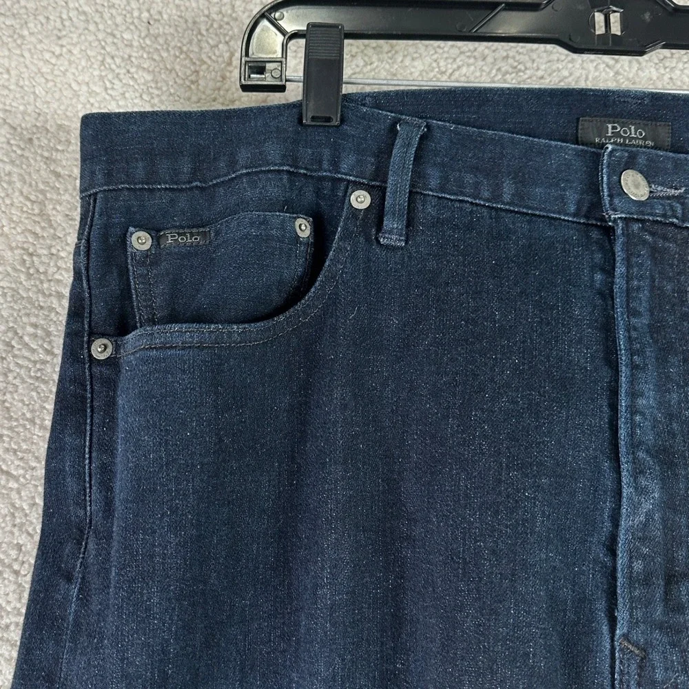 Polo Ralph Lauren Straight Fit Jeans Mens 42x32 Dark Indigo Blue Classic Denim